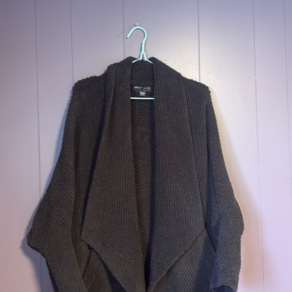 Barefoot Dreams Brown CozyChic Chevron Ribbed Cardi, Long Fine Knit Cardigans XS - Picture 3 of 7